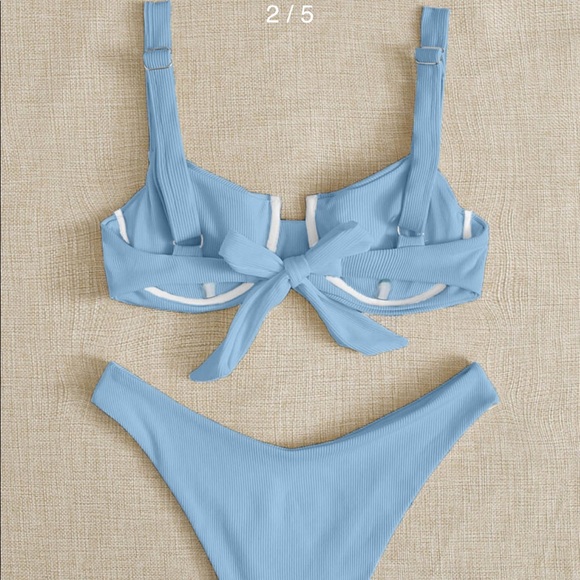 Light blue ribbed bikini - Picture 4 of 5